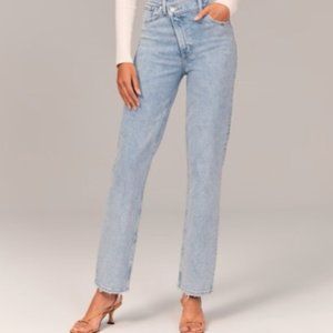 Abercrombie The 90’s Straight Criss Cross High Rise Jeans Size 27